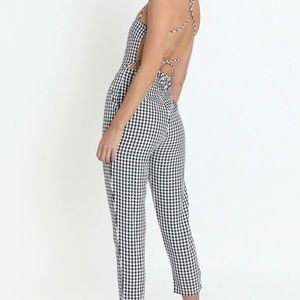 Checkered open back jumpsuit